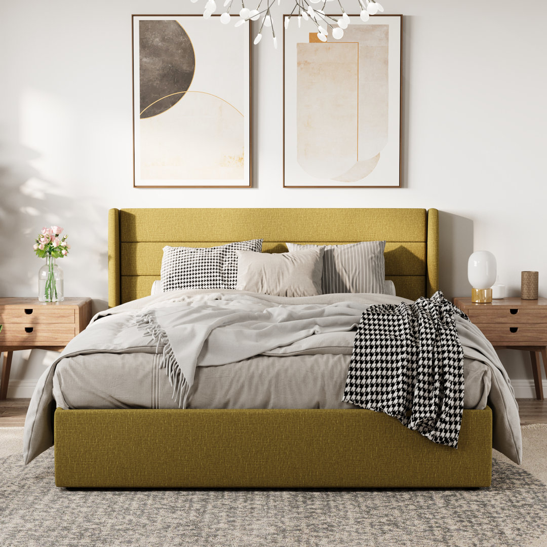 Braya Hydraulic Lift Up Storage Upholstered Platform Bed
